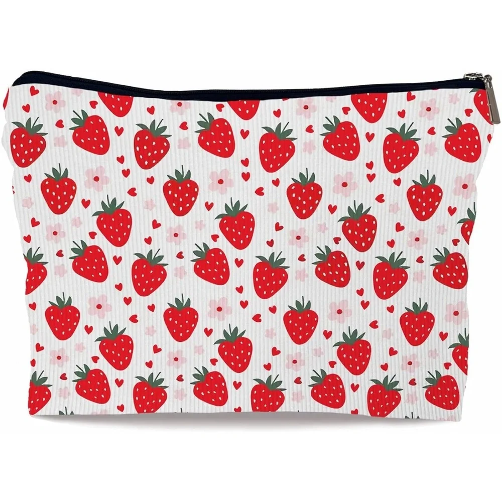 Strawberry corduroy Cosmetic Pouch